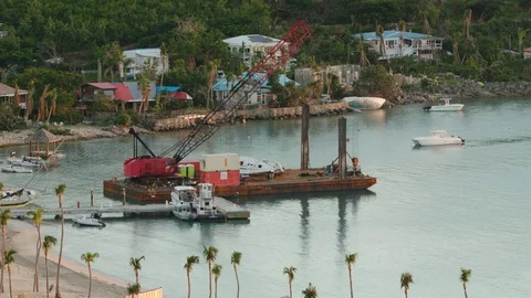 Hurricane irma aftermath barge to remove boats. Video stock 83650457