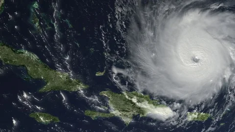 Hurricane Irma Cat. 5 160 mph Caribbean and Florida, path - Sept. 6, 2017 Stock Footage 79744251