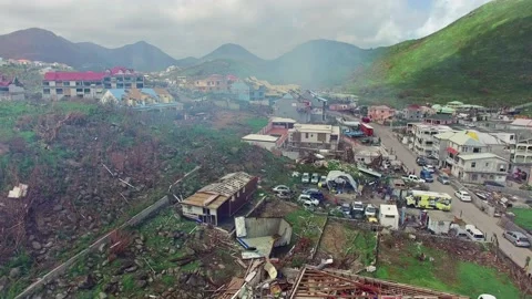 Hurricane Irma destroy homes and building on the Caribbean island of st.maarten Stock Footage 138814239