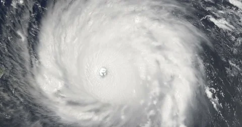 Hurricane Irma Spinning with Deadly Wind Speeds of 180mph, 4K Stock Footage 79742264