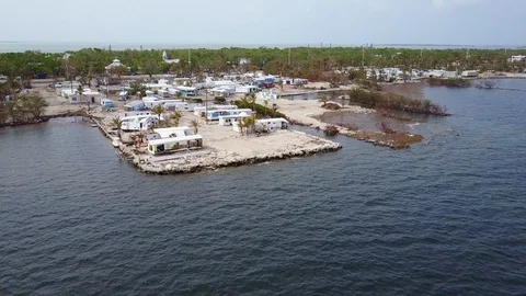 Hurricane Irma Trailer Park Damaged aerial flyover Stock Footage 101986480