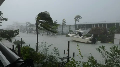 Hurricane Irma transition from the eye to the backside eyewall Stock Footage 105244570