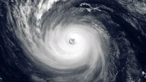 Hurricane Isabel 2003 CAT5 view from space turning storm in ocean high winds Video stock 237317045