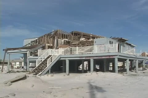 Hurricane Ivan beach home aftermath Stock Footage 12575455