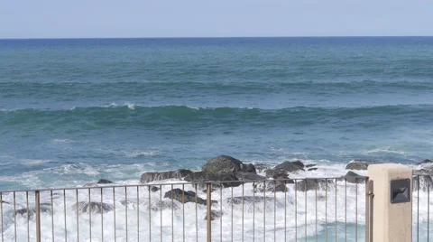 Hurricane Joaquin storm waves start reaching and hitting shore 3 Stock Footage 55445017