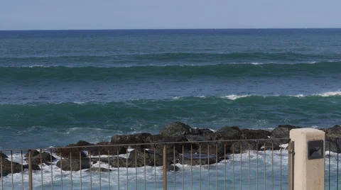 Hurricane Joaquin storm waves start hitting shore 2 Stock Footage 55447230
