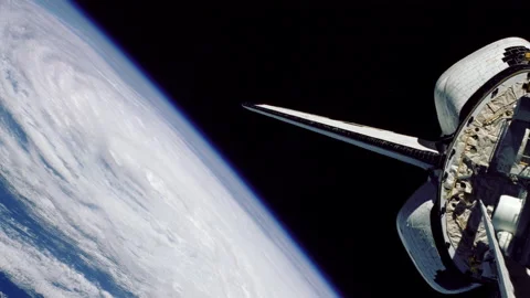 Hurricane Josephine seen by the shuttle orbiter Challenger 1984 zoom out Stock Footage 238508511