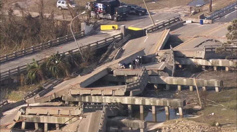 Hurricane Katrina Bridge Destruction Stock Footage 37276478