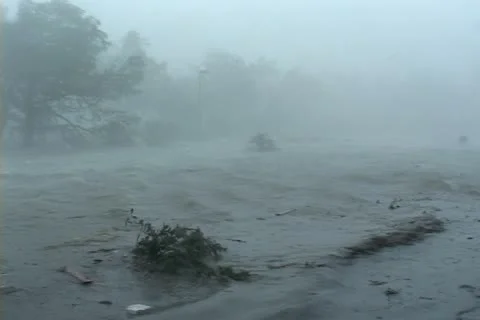 Hurricane Katrina comes ashore in coastal Mississippi Stock Footage
