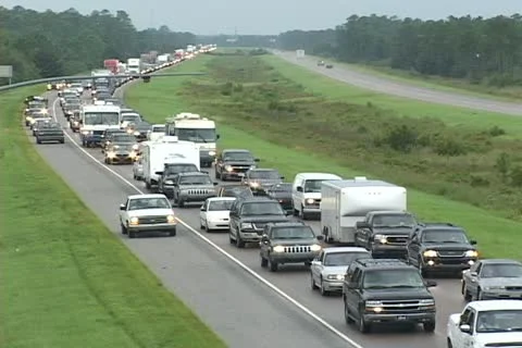 Hurricane Katrina evacuation traffic jam 库存影片 12575772