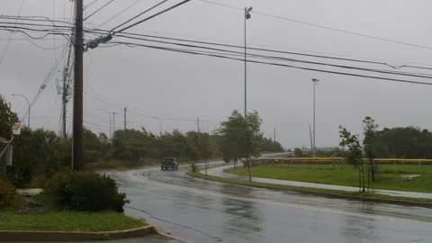 Hurricane Lee hits a town and park in Dartmouth Nova Scotia, Canada. Stock Footage 250906363