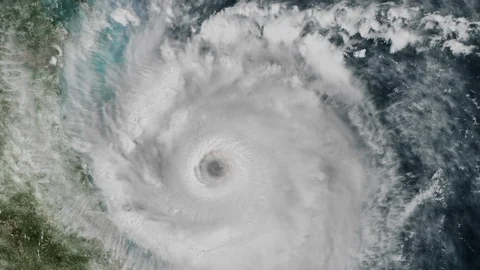 Hurricane Makes Landfall Satellite View 4K Stock Footage