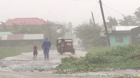 Hurricane Makes Landfall On Small Town Strong Wind Stock Footage 8998014