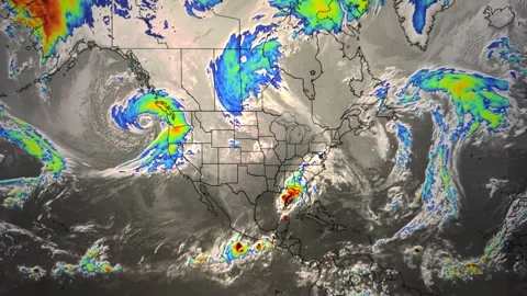 Hurricane Map On North America Stock Footage 293137450