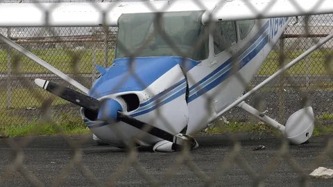 Hurricane Maria Plane toppled Stock Footage 81108016
