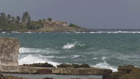 Hurricane Maria waves building the day before Stock Footage 80465995