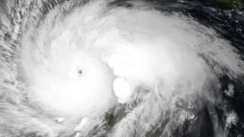 Hurricane Matthew 2016 CAT 5 turning over the Atlantic Ocean ready landfall Stock Footage 236446762