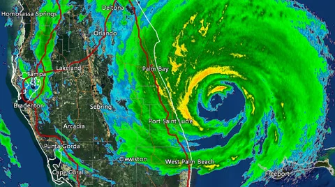 Hurricane Matthew 2016 Landfall Radar (Close Shot) Stock Footage