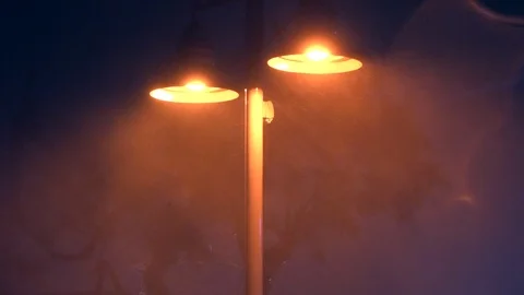 Hurricane Matthew Winds &amp; Rain Lit By Lamp Post Stock Footage 107050979