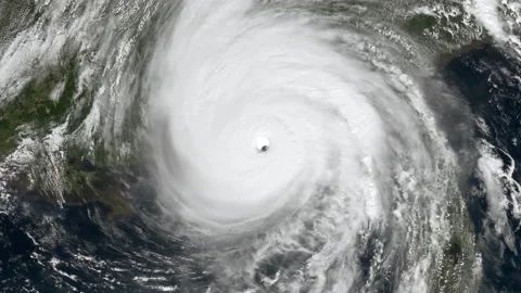 Hurricane Michael 2018 CAT5 slow zoom in animation violent storm Stock Footage 236445663