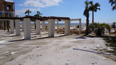 Hurricane Michael Damage Piers Missing House Stock Footage 97372137