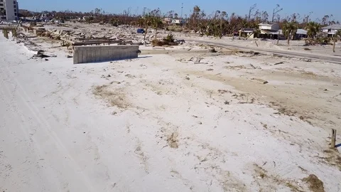 Hurricane Michael Destroyed Beachfront Buildings and El Governor Hotel Mex Beach Stock Footage 97204161