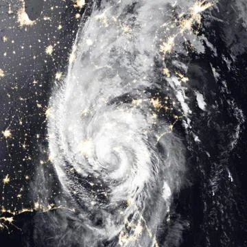 Hurricane Michael at night. Elements of this image are furnished by NASA H... Foto stock