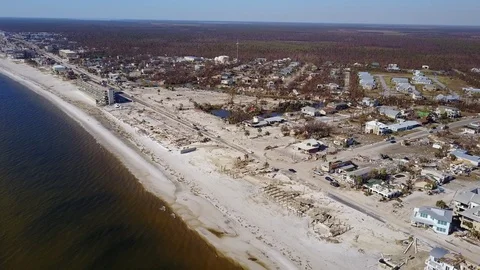 Hurricane Michael Storm Damage Mexico Beach TEST prores 3gb overall town Video stock 96924984