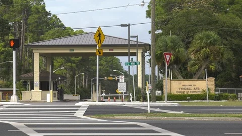 Hurricane Michael Tyndall AFB Gate Stock Footage 96438843