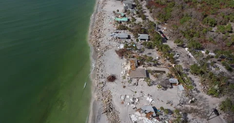Hurricane Milton consequences on Manasota Key, Florida. Destroyed house on sea Stock Footage 305373654