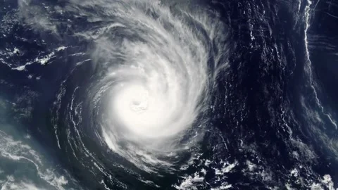 A hurricane moving over the ocean. View from space. Stock Footage 284698058