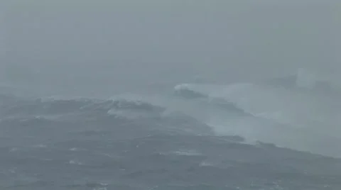Hurricane over open ocean giant waves Stock Footage 12574341