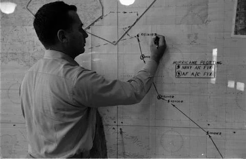 Hurricane Plotting, Unspecified 스톡 사진