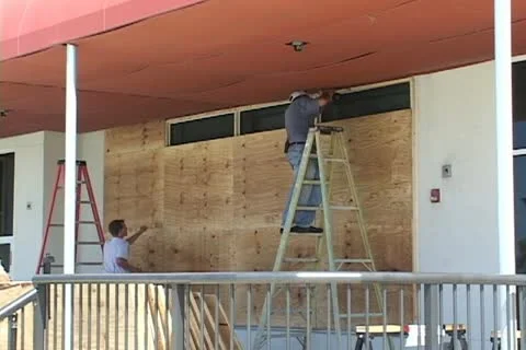 Hurricane Preparation Shutters Stock Footage