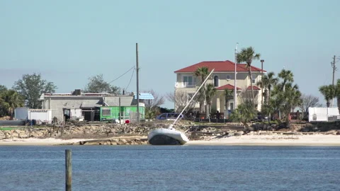 Hurricane Sally Sailboat beached Video stock 149223320