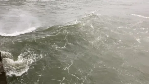 Hurricane Sally waves roll in Stock-Footage 139601155