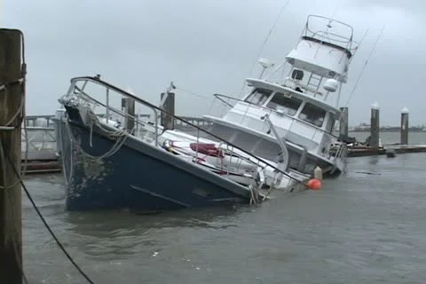 Hurricane sinks a large yacht Stock Footage 12575540