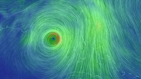 Hurricane spinning off coast of Florida as seen on weather models Stock Footage 90272001