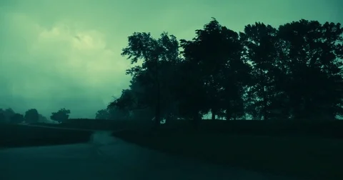 Hurricane Storm Blows Through on a Moonlit Night Video stock 78020062