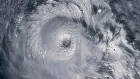 The hurricane storm with lightning over the ocean., satellite view. Stock Footage 85362787