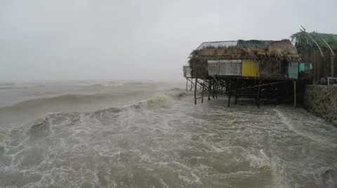 Hurricane Storm Surge And Wind Lash Slum... | Stock Video | Pond5