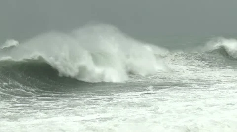 Hurricane Storm Surge Waves Crash Ashore Stock Footage
