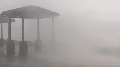 Hurricane Storm Surge Waves Flood Coastal Road Stock Footage