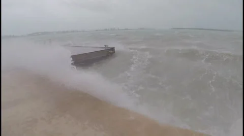 Hurricane storm surge wind rain Stock Footage 42958060
