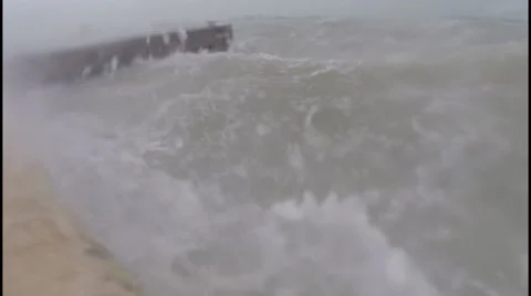 Hurricane storm surge wind rain Stock Footage 42958065