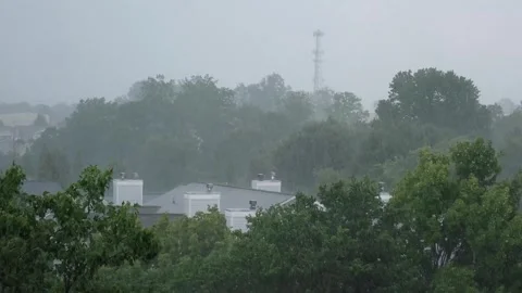 Hurricane Strikes City With Strong Winds and Torrential Rain. Tropical Stor.. Video stock 342625737