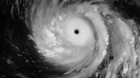 Hurricane super typhoon BAVI storm on radar and satellite Stock Footage 338403096