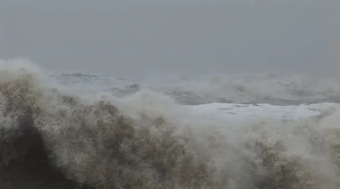 Hurricane turbulent ocean waves Stock Footage 28672518