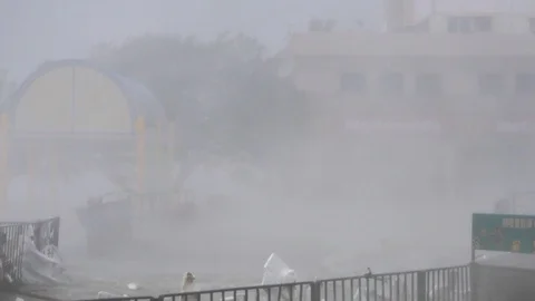 Hurricane Typhoon Mangkhut in Hong Kong Stock Footage