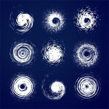 Hurricane, typhoon, tornado funnel, wind storm logo. Abstract twisted shapes Stock Illustration